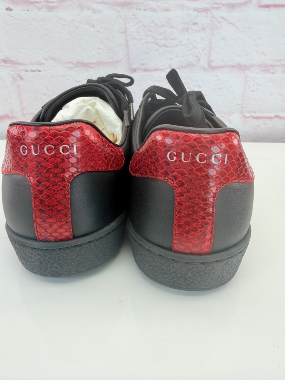Gucci Ace Leather "Black" Trainers Sneakers 386750 8.5 - Picture 3 of 8